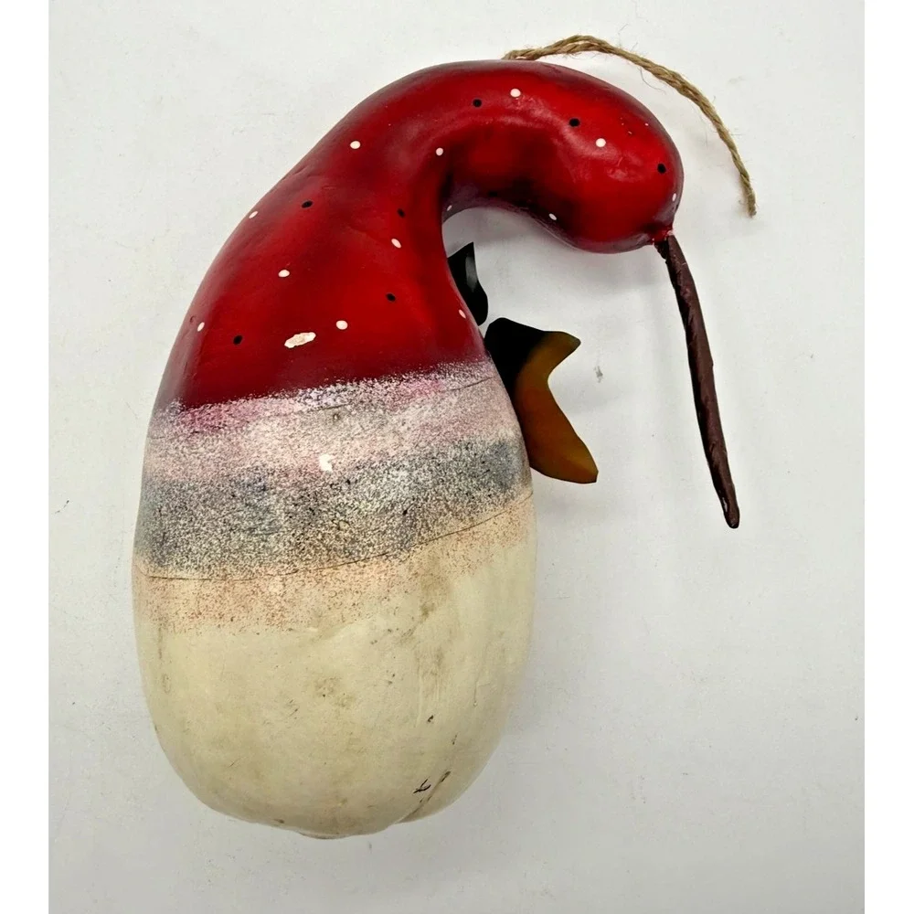 Handmade Gourd Santa Claus‎ Red White Christmas Bauble Ornament Medium Hanging